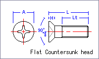 Flat Countersunk screw [metric] Drawing